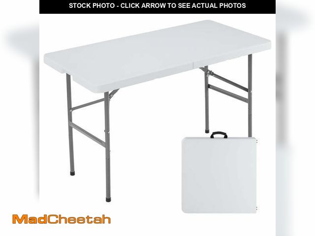 Lot 74-14369902 - edx 4FT Folding Table, Outdoor Indoor Heavy Duty Portable with Carrying Handle for Camping, White,23...