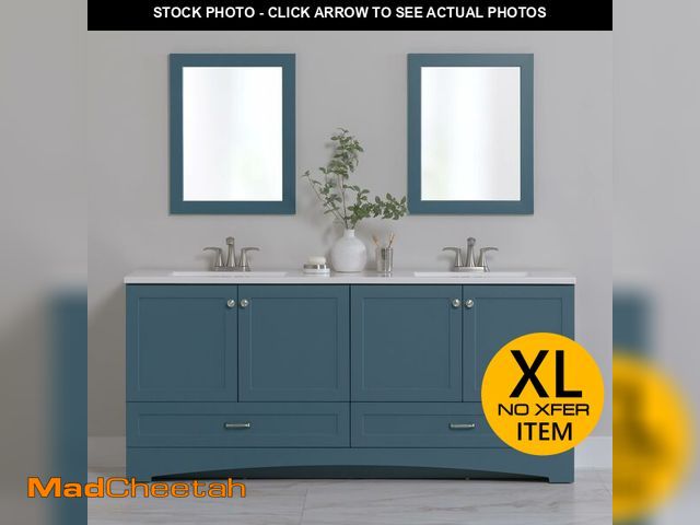 Lot 74-12629371 - Spring Mill Cabinets Emlyn 72 Inch Double-Sink Bathroom Vanity with White Top, 2 Cabinets, 2 Drawers...