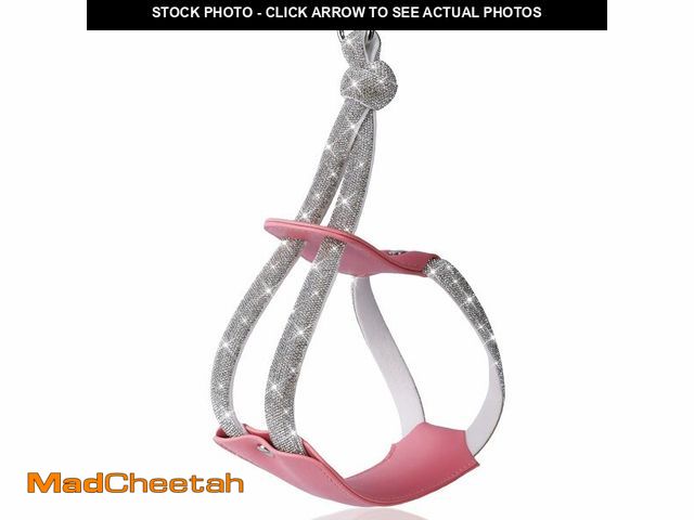 Lot 74-14215306 - WOOFUU Rhinestone Dog Harness, Pink Leather No Pull Vest with Bling White Crystals, Adjustable Soft ...