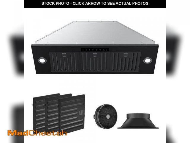 Lot 74-12463194 - VIKIO 36 in. 900 CFM Convertible Insert Range Hood in Black Stainless Steel with LED Light Gesture S...