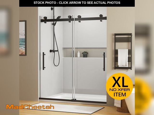 Lot 74-12569944 - AVKENOEDY Shower Door,60" W x 74" H Frameless Shower Door,Double Sliding Shower Door with Premium 1/...