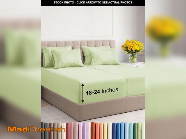 Lot 74-12306329 - Extra Deep Split King Sheet Set - 7 Piece Breathable &amp; Cooling Sheets - Hotel Luxury Bedding Set...