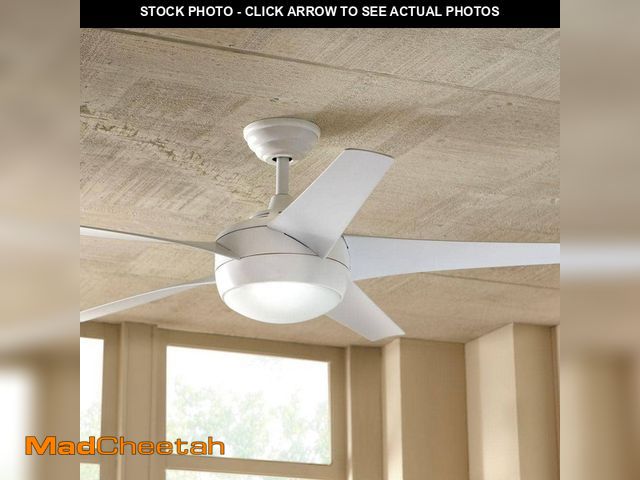 Lot 74-12804306 - Home Decorators Collection Windward IV 52 in. Indoor LED Matte White Ceiling Fan with Dimmable Light...