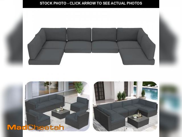Lot 74-12479772 - Outdoor Sectional Cushions, 6 Seat Patio Sectional Cushions, 4" Foam High-Density, Water-Resistant P...