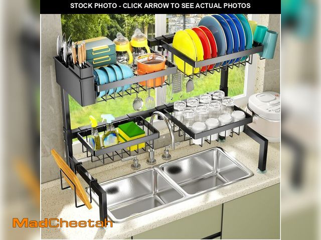 Lot 74-14066754 - YKLSLH 4 Baskets Over The Sink Dish Drying Rack, Extendable Large Capacity Sink Rack, Metal Drying R...