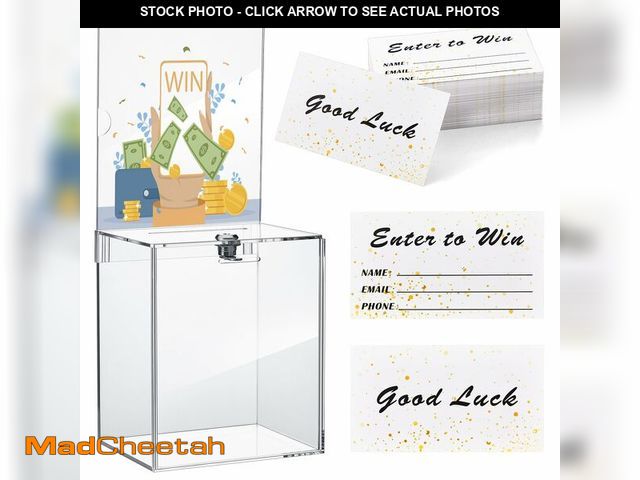 Lot 74-13549096 - Teling 101 Pcs Tall Acrylic Donation Box with Lock and Sign Plate 7 x 5 x 8 Inches Safe Suggestion B...