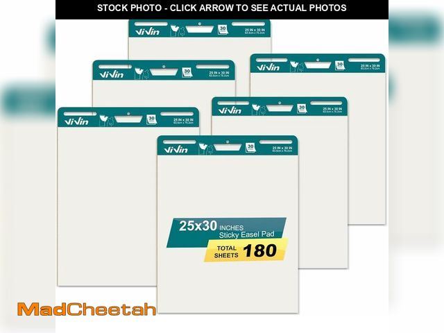 Lot 74-12805031 - ViVin Super Sticky Easel Pad, 25 x 30 Inches Flip Chart Paper for Teachers, Large Self Stick Easel P...