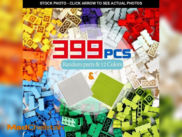 Lot 74-12711476 - ekuzi Classic Building Bricks 399 Pieces High Bulk Building Blocks &amp; 2 PCS of Base Plate, Buildi...