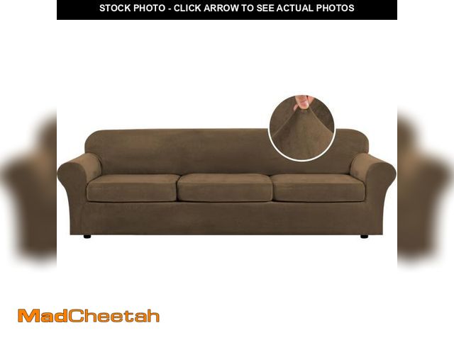 Lot 74-12436823 - H.VERSAILTEX Modern Velvet Plush 4 Piece High Stretch Sofa Slipcover Furniture Protector Form Fit Ve...