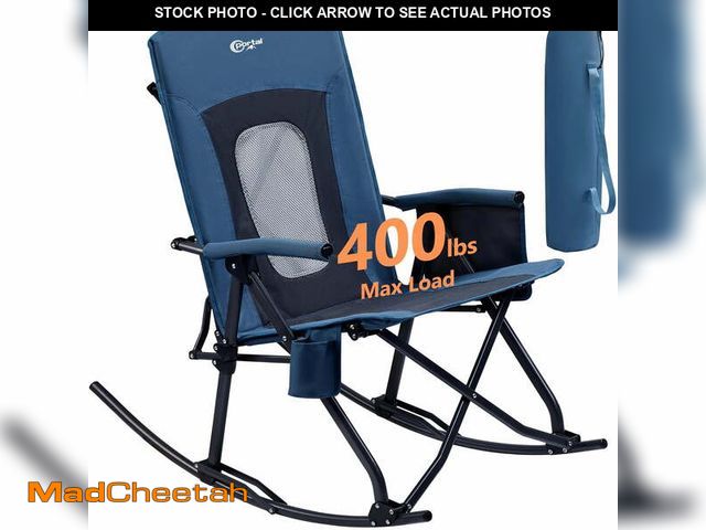 Lot 74-12888354 - PORTAL Oversized Folding Camping Rocking Chair Portable Outdoor Rocker High Back with Hard Armrests ...