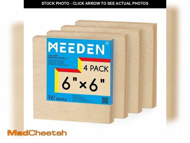Lot 74-14299622 - MEEDEN Unfinished Wood Canvas Board: 1-1/2" Deep 6x6Ã¢â¬Â Wooden Canvas Panel Pack of 4 - Blank Cr...