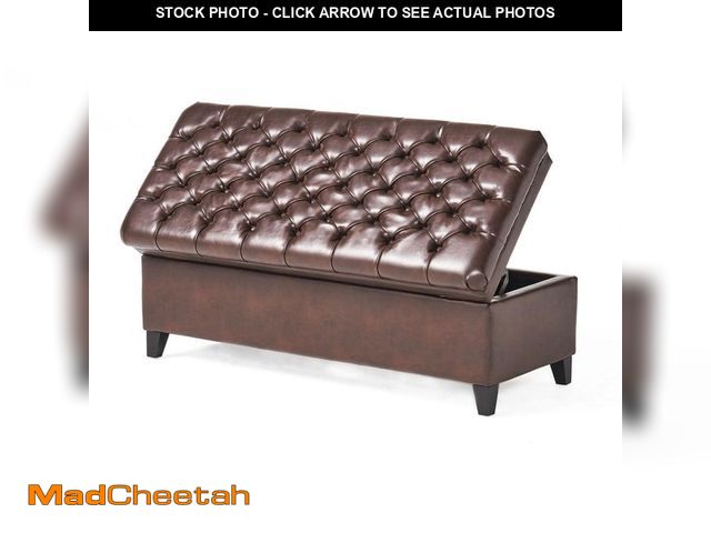 Lot 74-12920983 - CHRISTOPHER KNIGHT HOME Brown 50 in. Tufted PU Leather Bedroom Bench with Storage, Solid Birch Legs ...