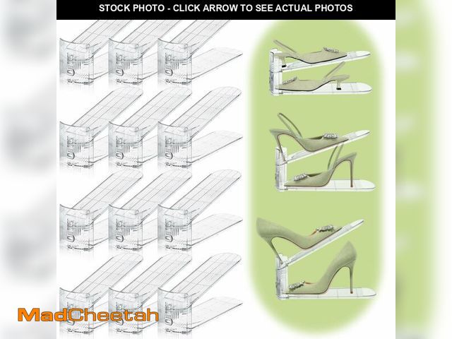 Lot 74-14062511 - MOVDEET 12 Pack Shoe Slots Organizer for Closet, Adjustable Shoe Stackers for a Pair of Shoes Shoe R...