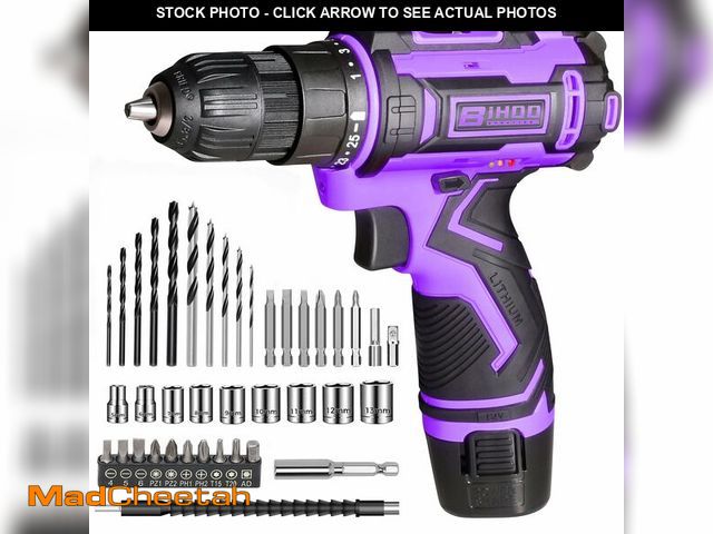 Lot 74-14479989 - Purple 12V Cordless Drill with 3/8" Keyless Chuck for Gift for Men Women - UNUSED