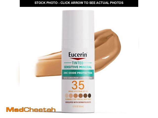 Lot 74-13624497 - Eucerin Sun Tinted Sensitive Mineral Face Sunscreen Lotion SPF 35, Non-Comedogenic Mineral Sunscreen...