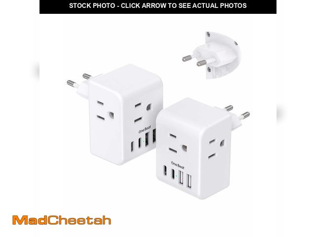 Lot 74-13956827 - 2 Pack European Travel Plug Adapter, International Power Plug Adapter with 3 Outlets 4 USB Charging ...