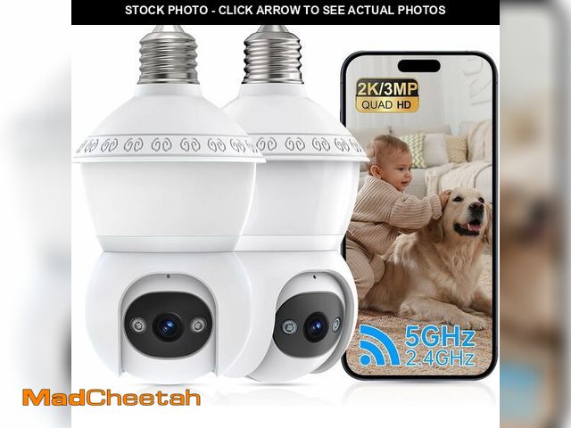Lot 74-12974528 - Light Bulb Security Camera,2.4G/5GHz WiFi 2K Security Cameras Wireless Outdoor,Bulb Cameras for Home...