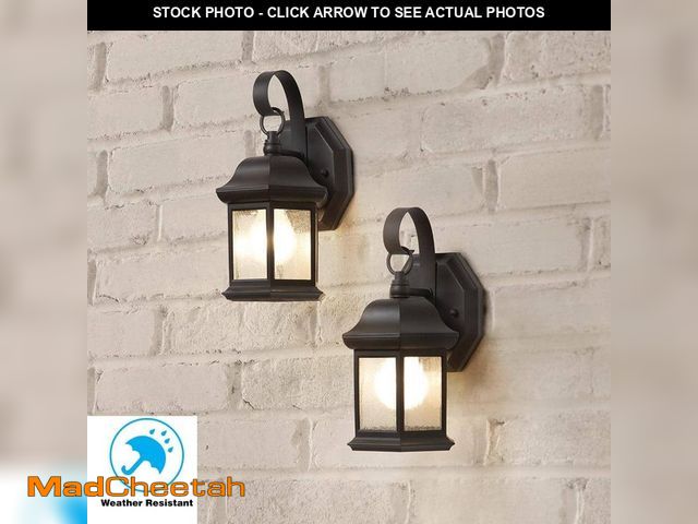 Lot 74-14113445 - Hampton Bay 10.5 in. 1-Light Bronze Outdoor Wall Light Fixture Sconce with Seeded Glass (2-Pack) - U...