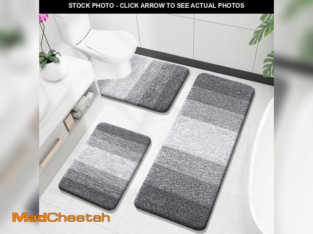 Lot 74-12976080 - OLANLY Bathroom Rugs Sets 3 Piece, Soft Absorbent Microfiber Bath Mats and U-Shaped Contour Toilet R...