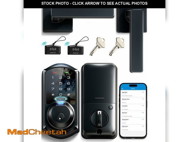 Lot 74-14341100 - Veise VE07-L Fingerprint App Control Smart Locks with Heavy-Duty Zinc Alloy Handles, Keyless Entry f...