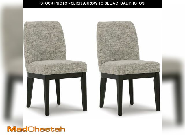Lot 74-14305874 - Signature Design by Ashley Burkhaus Traditional Upholstered Dining Chair, Set of 2, Dark Brown - UNU...