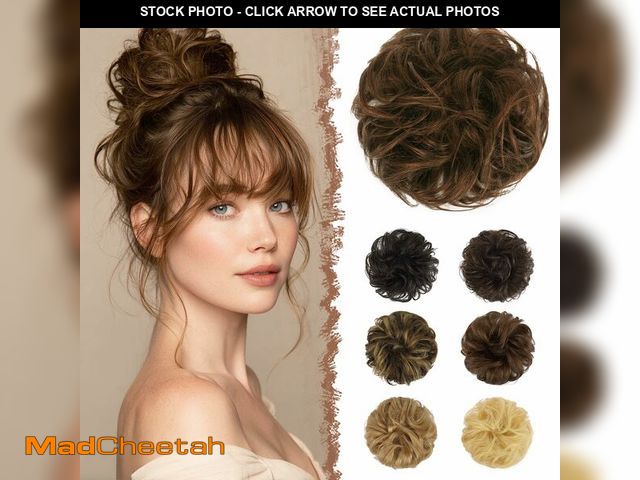 Lot 74-14267028 - FESHFEN 100% Human Messy Bun - Human Hair Bun Real Elastic Scrunchies Hair Pieces Soft Fluffy Wavy P...