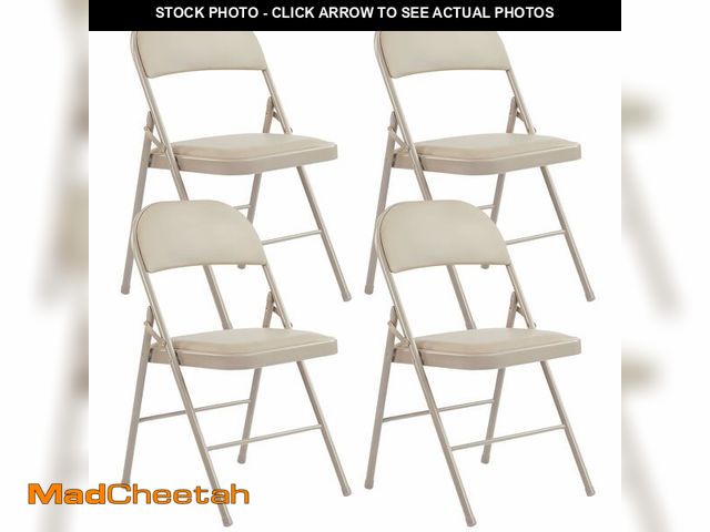 Lot 74-12787411 - HealSmart 4 Pcs Folding Chairs with Leather Padded Cushion Seats, Back &amp; Sturdy Metal Frame, Sta...