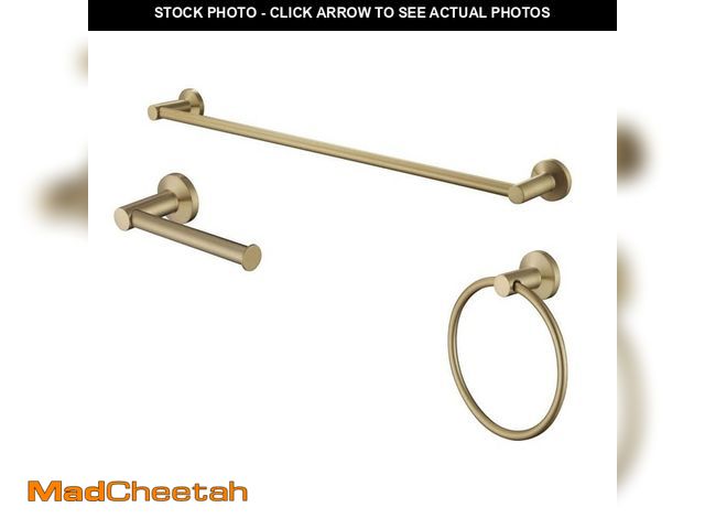 Lot 74-13002011 - Glacier Bay Dorind 3-Piece Bath Hardware Set with 24 in. Towel Bar, Towel Ring and Toilet Paper Hold...