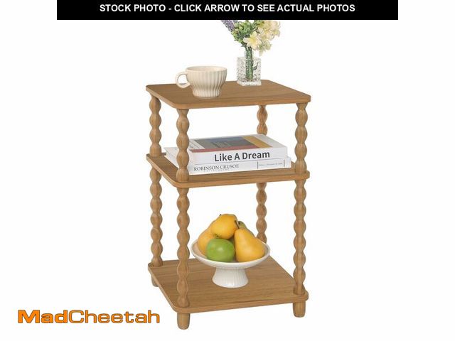 Lot 74-12700902 - Fultyle End Table, Small Side Table with 3 Tier Open Shelf, Modern NightStand Accent Table for Small...