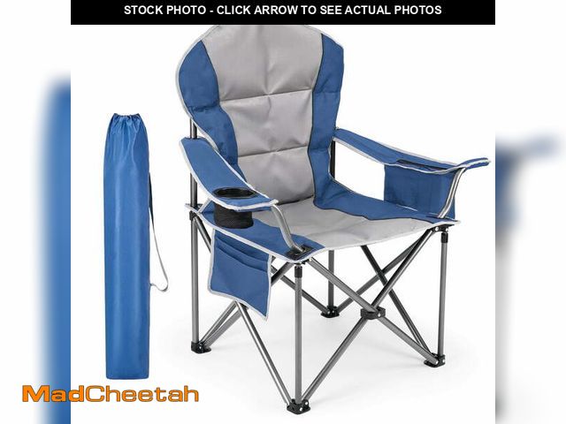 Lot 74-13816895 - EDX Oversized Camping Folding Chair, Heavy Duty Padded Chair with Cup Holder Storage and Cooler Bag,...