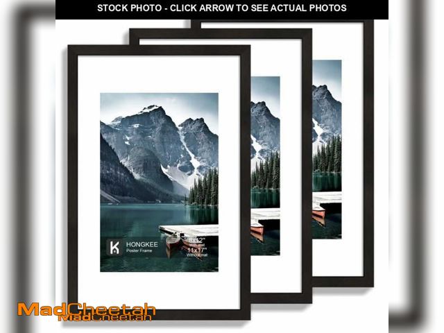 Lot 74-12024343 - Hongkee 11x17 Picture Frame Set of 3 - Display 8x12 Photo with Mat or 11 x 17 Poster without Mat, Wa...