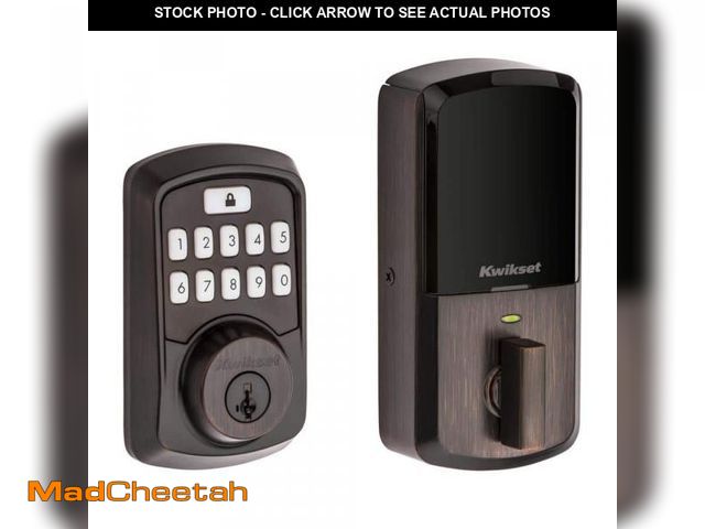 Lot 74-10162763 - Kwikset Aura Venetian Bronze Single Cylinder Electronic Bluetooth Keypad Smart Lock Deadbolt featuri...