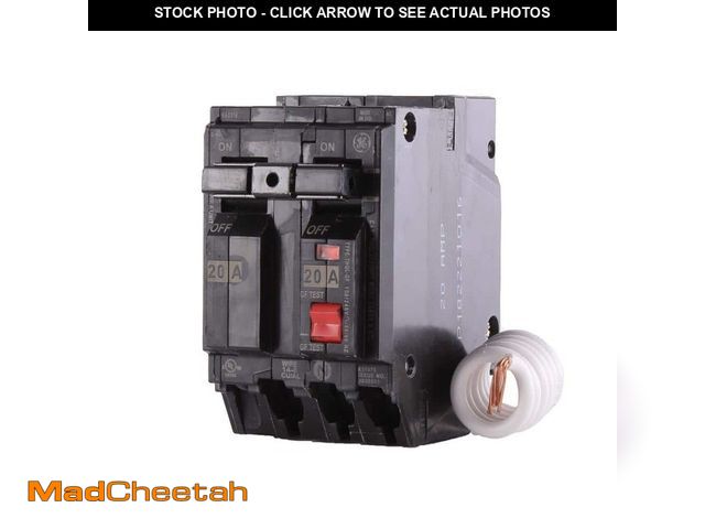 Lot 74-12804163 - GE 20 Amp Double Pole Ground Fault Breaker with Self-Test - UNUSED