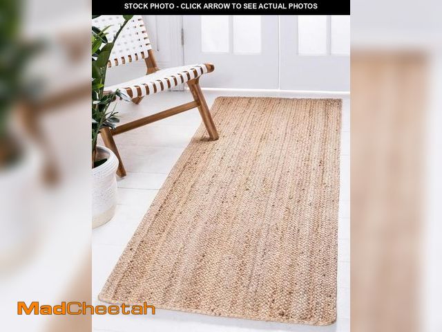 Lot 74-12436167 - FRELISH DECOR Handwoven Jute Kitchen/Hallway Runner - Natural Rustic Vintage Braided Reversible Area...