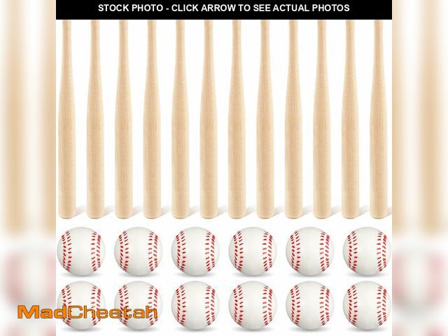 Lot 74-14210791 - Libima 36 Pcs Baseball Party Favors 8 Inch Mini Baseball Bats and 2 Inch Foam Baseballs Set, Unfinis...