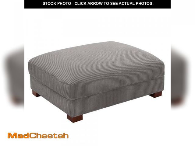 Lot 74-12463181 - Uixe 42 in. Light Gray Corduroy Fabric Rectangle Ottoman with Wood Legs - UNUSED