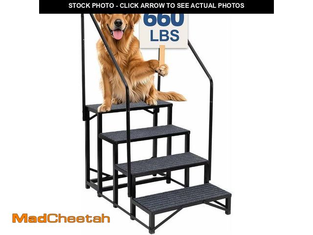 Lot 74-12667491 - SELOOYE RV Steps with 2 Handrails, 4-Tier RV Stairs, 660lbs Heavy-Duty Steel Camper Steps with Non-S...