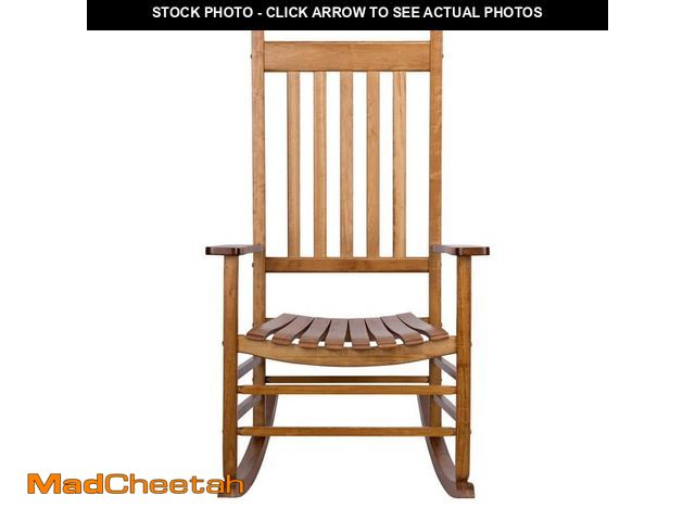 Lot 74-14291079 - Shine Company 45 in. H Light Oak, Vermont Porch Rocker, Porch Rocking Chair, Classic Wooden Porch Ro...
