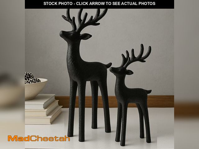 Lot 74-12699126 - Burbell 2 Set Modern Christmas Decor Neutral Christmas Reindeer Decor Resin Deer Statues Figurines E...