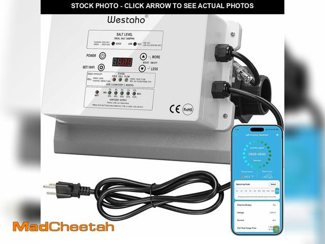 Lot 74-12333598 - WiFi Salt Chlorine Generator, Westaho Salt Chlorination System with USA Titanium Cell, Real-Time Mon...