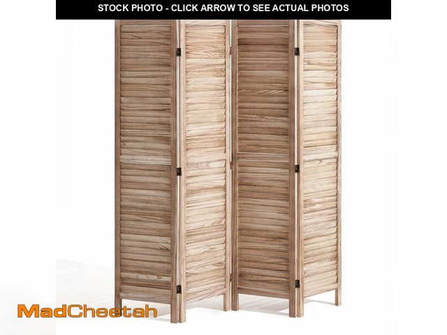 Lot 74-14362539 - VEVOR Wood Room Divider, 4 Panel Wood Folding Privacy Screen, 66.9 Inches Tall Indoor Louvered Woode...