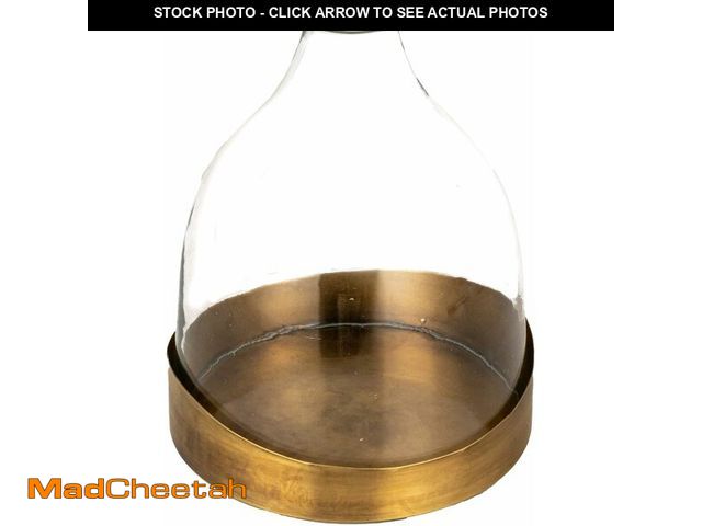 Lot 74-12632908 - Creative Co-Op Sophisticated Glass Cloche with Metal Tray, Clear and Antique Brass - UNUSED