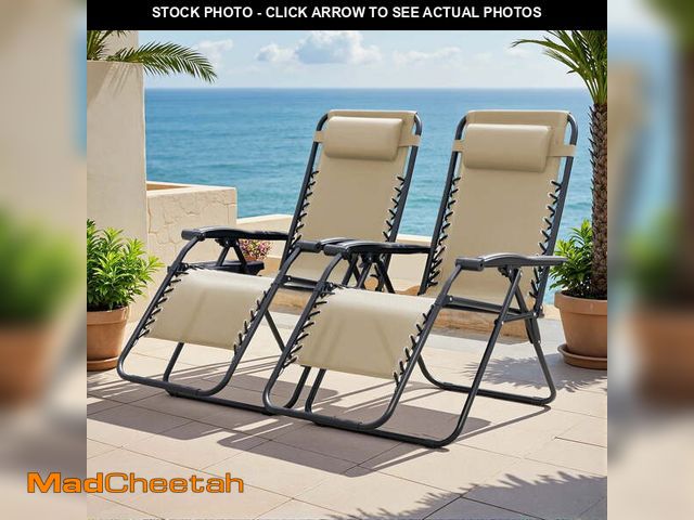Lot 74-14436925 - Lacoo Zero Gravity Chair Patio Outdoor Foldable Lawn Lounge Chair Reclining Chair with Adjustable Pi...