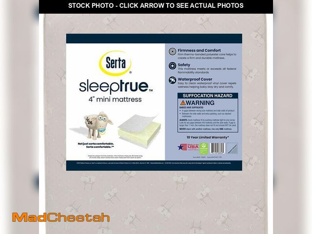 Lot 74-12543941 - Delta Children Serta SleepTrue Mini Crib Mattress, Premium Sustainably Sourced Fiber Core, Hypoaller...