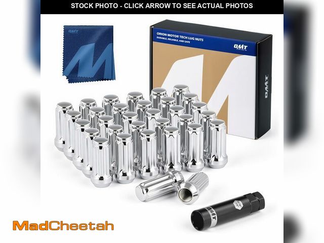 Lot 74-14212102 - Orion Motor Tech M14x1.5 Wheel Lug Nuts 32 Pack, Chrome Lug Nuts 2 inches Tall Spline Drive Cone Sea...
