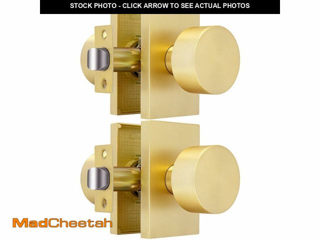 Lot 74-13948780 - Crequal Gold Door Knobs Interior Passage, Zinc-Alloy Interior Door Knobs, Heavy Duty Brushed Gold Do...