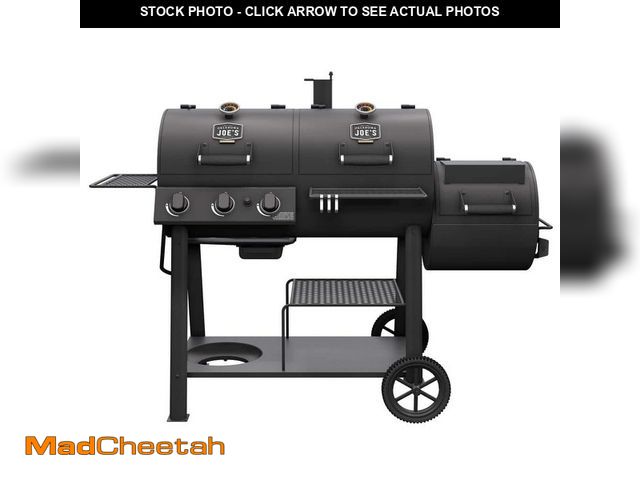 Lot 74-12464460 - OKLAHOMA JOE'S Canyon Combo Dual Fuel 3-Burner Propane Gas and Charcoal Smoker and Grill with 1031 s...
