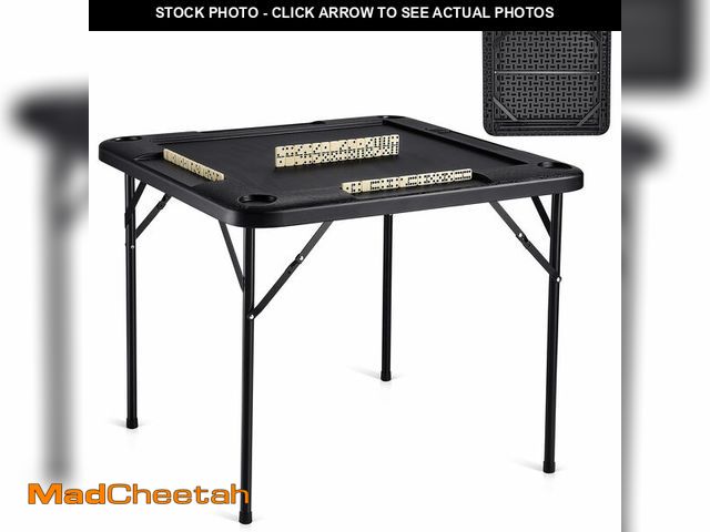 Lot 74-13803273 - VEVOR Folding Card Table, 4 Player Portable with 4 Cup Holders &amp; Chip Trays, Mahjong Domino Game...