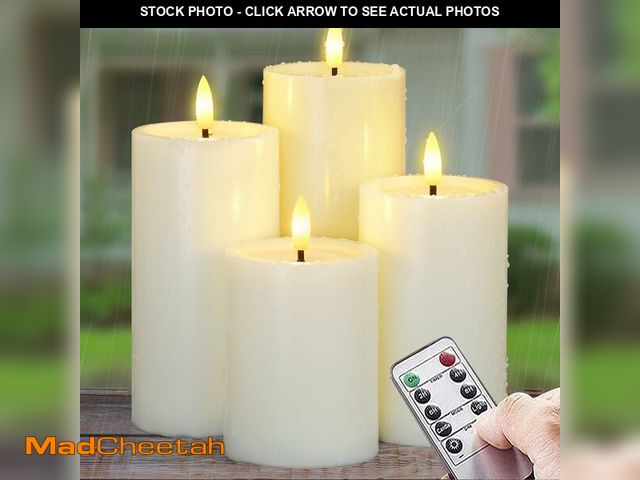 Lot 74-14304173 - Yeelida Outdoor 4pcs Flameless Waterproof Candles with Handy Remote Control, Cycle Timer Battery Ope...