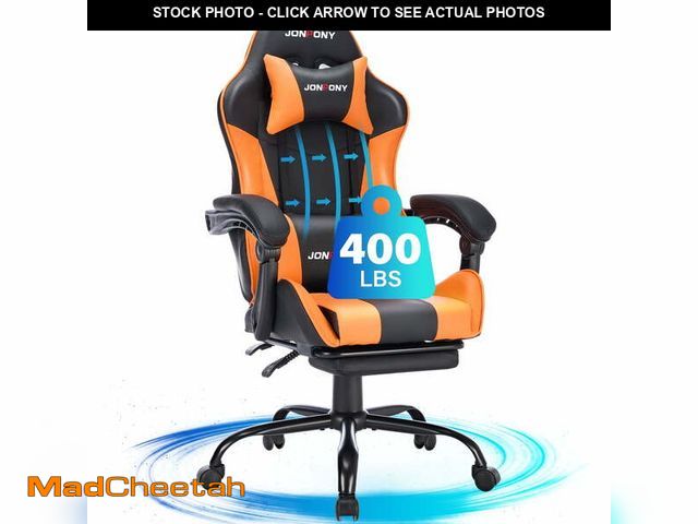 Lot 74-12800694 - JONPONY Big and Tall 400LBS Gaming Chair, Ergonomic Design, Gamer Chair PU Leather with Footrest and...